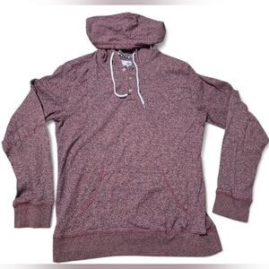 On The Byas Mens Hooded Henley Maroon Size Medium